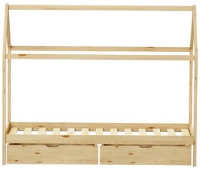 Κρεβάτι παιδικό Mellin τύπου Montessori με 2 συρτάρια ξύλο φυσικό 90x190 εκ. 90x190x140 εκ.