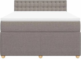 vidaXL Κρεβάτι Boxspring με Στρώμα Taupe 140x190 εκ. Υφασμάτινο