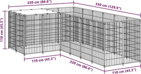 vidaXL Σπιτάκι Σκύλου Μαύρο 4,84 μ² Ατσάλινο