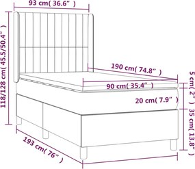 vidaXL Κρεβάτι Boxspring με Στρώμα Κρεμ 90x190 εκ.Υφασμάτινο