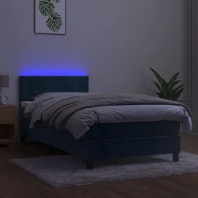 ΚΡΕΒΑΤΙ BOXSPRING ΜΕ ΣΤΡΩΜΑ &amp; LED ΣΚ. ΜΠΛΕ 90X190 ΕΚ. ΒΕΛΟΥΔΙΝΟ 3134379