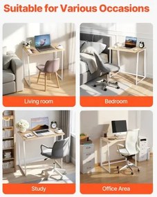 VEVOR Folding Desk, 80 cm Small Foldable Table for Compact Spaces, Space Saving Computer Table, Sturdy Particleboard with Storage Hooks, Writing Workstation for Home Office, Easy Assembly, Oak