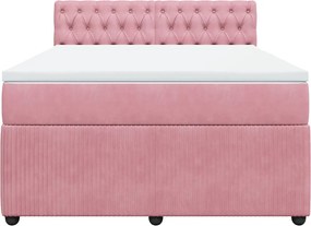 vidaXL Κρεβάτι Boxspring με Στρώμα Ροζ 140x200 εκ. Βελούδινο