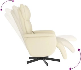 vidaXL Πολυθρόνα Μασάζ Ανακλινόμενη με Υποπόδιο Κρεμ από Συνθ. Δέρμα