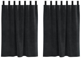 vidaXL Κουρτίνες με κουρτίνες 2 pcs Μαύρο 140 x 140 cm Βελούδο