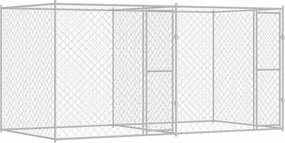 vidaXL Κλουβί σκύλου Ασημί 400 x 200 x 200 εκ. Επικαλυμμένος Χάλυβας