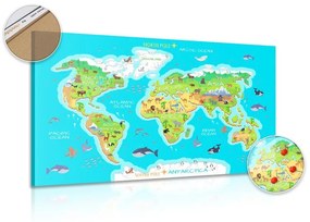 Εικόνα στο φελλό γεωγραφικός χάρτης του κόσμου για παιδιά