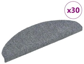 Πατάκια Σκαλιών Αυτοκόλλητα 30 τεμ. Ανοιχτό Γκρι 65x21x4 εκ. Ημί-Στρογγυλά Μεγάλα