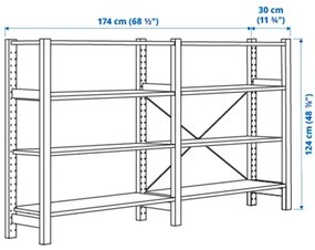 IVAR 2 τμήματα/ράφια, 174x30x124 cm 994.039.36