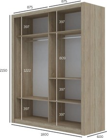 Ντουλάπα Reflex Σονόμα με καθρέφτη 180x60x215cm