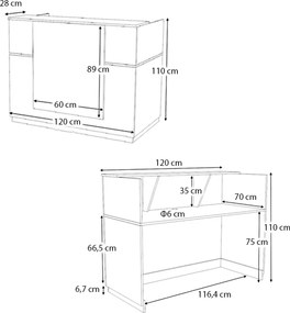Γραφείο υποδοχής - reception Gemini Megapap χρώμα λευκό 120x70x110εκ.