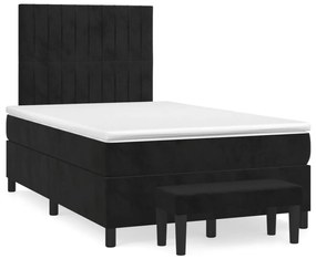 vidaXL Κρεβάτι Boxspring με Στρώμα Μαύρο 120 x 200 εκ. Βελούδινο