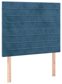 Πλαίσιο Κρεβατιού με Κεφαλάρι Σκ. Μπλε 90x190 εκ. Βελούδινο - Μπλε