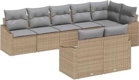vidaXL Σετ Καναπέ με μαξιλάρι 8 pcs Μπεζ συνθετικό ρατάν
