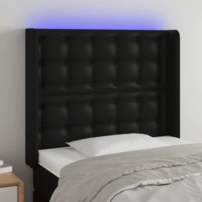 Κεφαλάρι Κρεβατιού LED Μαύρο 83x16x118/128εκ. Συνθετ. Δέρμα - Μαύρο