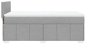 vidaXL Κρεβάτι Boxspring με Στρώμα Ανοιχτό Γκρι 90x200 εκ. Υφασμάτινο