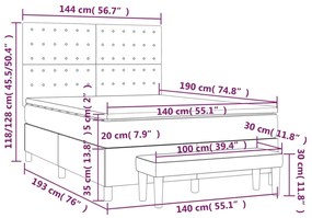 Κρεβάτι Boxspring με Στρώμα Μπλε 140x190 εκ. Υφασμάτινο - Μπλε