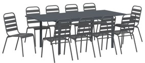 vidaXL Σετ Τραπεζαρίας 11 Τεμαχίων 11 pcs Γκρι Large Μέταλλο
