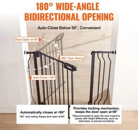 VEVOR Baby Gate, 29.5&quot;-39&quot; Extra Wide, 30&quot; High, Dog Gate for Stairs Doorways and House, Easy Step Walk Thru Auto Close Child Gate Pet Security Gate with Pressure Mount Kit and Wall Mount Kit, Black