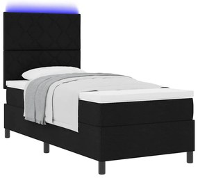 vidaXL Κρεβάτι με ελατήρια με στρώμα Μαύρο 100 x 200 cm ύφασμα