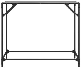 Τραπέζι Κονσόλα Επιφάνεια Μαύρο Γυαλί 98x35x81 εκ. Ατσάλι - Μαύρο