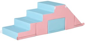 HOMCOM Σετ παιχνιδιών αναρρίχησης και ολίσθησης για παιδιά, προάγει τις κινητικές δεξιότητες, συνθετικό δέρμα, αφρός EPE, 86x49x47 cm, ροζ+μπλε