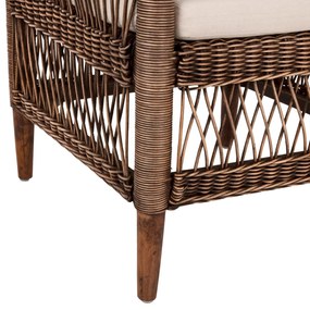 Καρέκλα - Πολυθρόνα MALAWI C9635.01 Ξύλο Μαόνι με Rattan Kαφέ και Λευκό Μαξιλάρι 80x70x86Υεκ. 80x70x86 εκ.