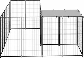 vidaXL Σπιτάκι Σκύλου Μαύρο 4,84 μ² Ατσάλινο