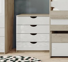 Ξύλινη Συρταριέρα MELORIA Craft Oak Gray-White Gloss 35.5x43x63cm