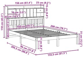 ΚΡΕΒΑΤΙ ΒΙΒΛΙΟΘΗΚΗ ΧΩΡΙΣ ΣΤΡΩΜΑ 150X200 ΕΚ ΜΑΣΙΦ ΞΥΛΟ ΠΕΥΚΟΥ 3322343