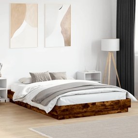 vidaXL Πλαίσιο Κρεβατιού Καπνιστή Δρυς 150x200 εκ. Επεξεργασμένο Ξύλο