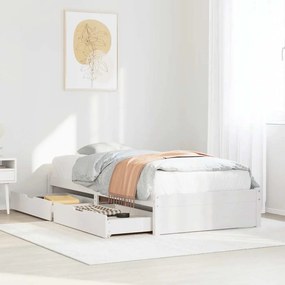VidaXL Bed Frame Λευκό 75 x 190 cm Solid pinewood