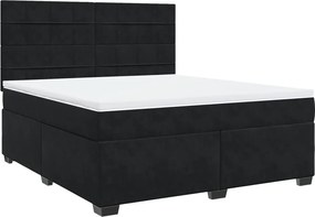 vidaXL Κρεβάτι Boxspring με Στρώμα Μαύρο 180x200 εκ. Βελούδινο