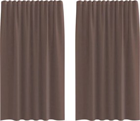 vidaXL Κουρτίνες Voile με τσέπες ράβδου 2 τεμάχια Καφέ