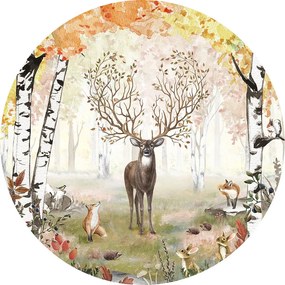 Amazing Antlers Autumn Ταπετσαρια Τοιχου Μπεζ Στρογγυλη 80cm