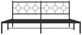 Πλαίσιο Κρεβατιού με Κεφαλάρι Μαύρο 200 x 200 εκ. Μεταλλικό - Μαύρο