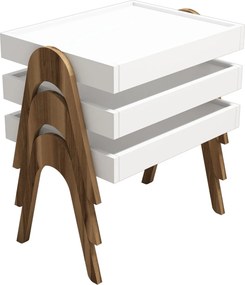 Ζιγκόν (3 Τεμαχίων) Καρυδί / Λευκό OLOFLER 53.6x40x64