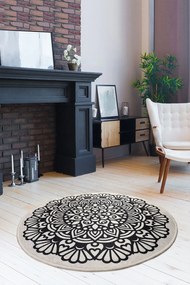 Χαλί Kozzy 882CHL1072 Cream-Black Conceptum Hypnose 100X100cm Round