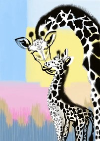 Εικονογράφηση Mama giraffe and baby, Art by the Ocean