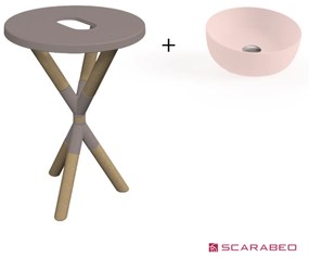 Scarabeo Cross 2501F0-9852 Sand (Μπεζ Ματ) Πάγκος Με Νιπτήρα Glam Pink Ø33εκ.