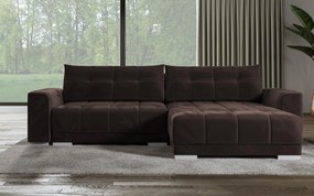 Γωνιακός καναπές - κρεβάτι Caribbean με αποθηκευτικό χώρο 273x191x83cm Καφέ - Αναστρέψιμος - TED4589