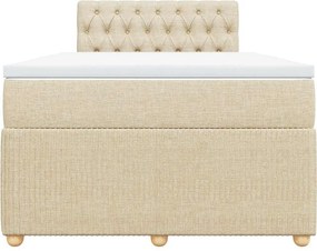 vidaXL Κρεβάτι Boxspring με Στρώμα Κρεμ 120x190 εκ. Υφασμάτινο
