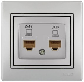 Lezard Πρίζα RJ45 1X8P με 2 Εξόδους Cat 6 Ασημί Mira (Πλήρης) 701.1010142