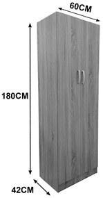 Ντουλάπα δίφυλλη Athos pakoworld σε λευκή απόχρωση 60x42x180εκ