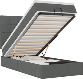 vidaXL Οθωμανικό κρεβάτι με στρώμα σκούρο γκρι 90x190cm ύφασμα