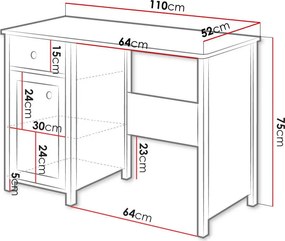 Γραφείο Luna - 110.00Χ52.00Χ76.00cm