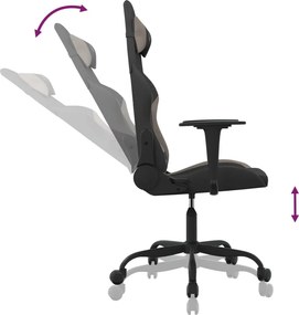 vidaXL Καρέκλα Μασάζ Gaming Μαύρη και Taupe Υφασμάτινη