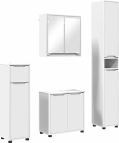 vidaXL Σετ Επίπλων Μπάνιου με συρτάρι 4 pcs Λευκό Επεξεργασμένο ξύλο