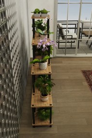 Stewehome Πολυόροφος σταντ για γλάστρες με ράφια από λευκή μελαμίνη και πόδια από πλαστικό moblen