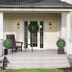 HOMCOM Σετ 2 Τεχνητών Δέντρων, Τεχνητά Δέντρα Λεβάντας, Παλούκια Εδάφους, Ανθεκτικά στην Υπεριώδη Ακτινοβολία